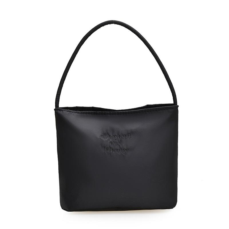 

Летняя новая простая нейлоновая сумка под мышкой, дизайн с вышивкой алфавита, ручная сумка-ведро для поездок на работу чёрный