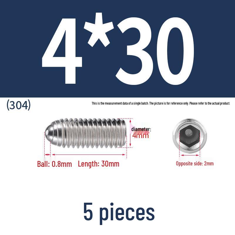 Stainless Steel Ball Plunger Set: M2.5-M16 Ball Screw Positioning Spring Plunger