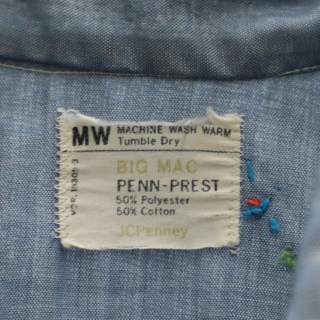 BIG MAC 70s vintage Long sleeve Chambray shirt M Blue PENN-PREST Men's Used