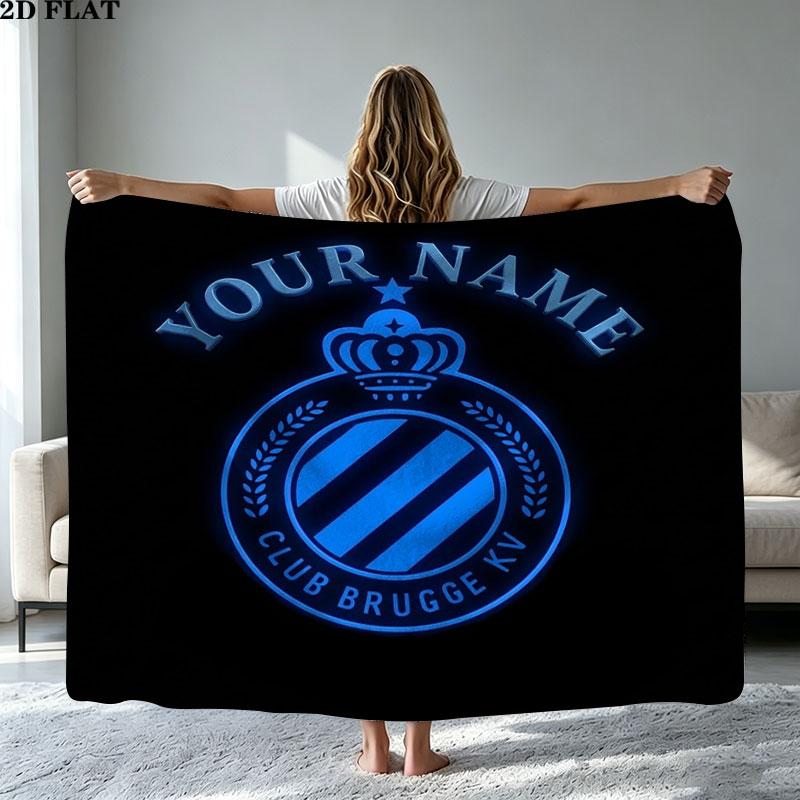 1PC Club Brugge KV Custom Name Patterned Flannel Blanket Suitable For All Seasons for Home Decor Warmth and Comfort Gifts Holiday Present