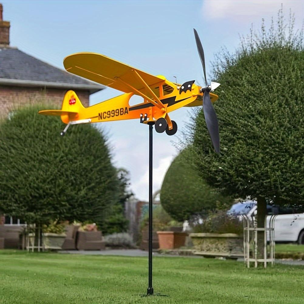 Girello Creativo Bussola Direzione Vento Tubo Aereo Girello Mulino a Vento 3D Decorazione Giardino Esterno Mulino a Vento in Metallo