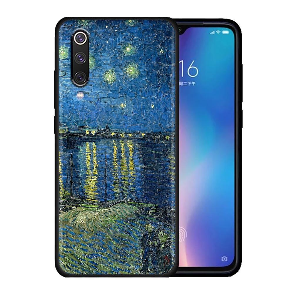 Kočka Van Gogh Hvězdná noc Olejomalba Měkké pouzdro Pro Xiaomi Mi 9 9se 8 10 10T A2 Lite 10S 9T CC9 Note 10 Pro 9Lite Kryt Fundas