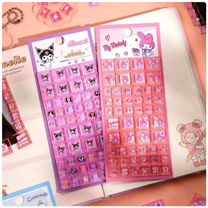 Sanrio Hello Kitty Cartoon 3D Square Stickers Anime Phone Laptop Luggage Decoration Creative DIY Rhinestone Decal Kids Toys Gift