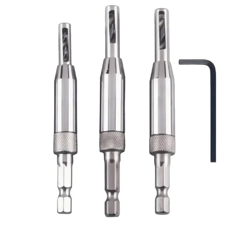 Woodworking hinge puncher drill repair tool, hexagonal handle door and window hinge woodworking positioning reamer drill set