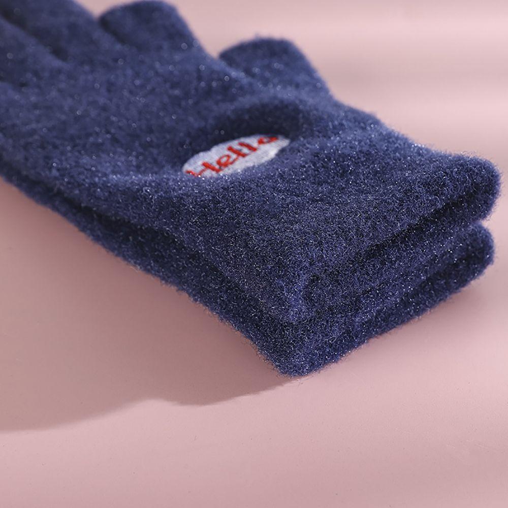 Exposed Writing Cashmere Winter Smiling Face Gloves Fingerless Gloves Cartoon Knitted Gloves