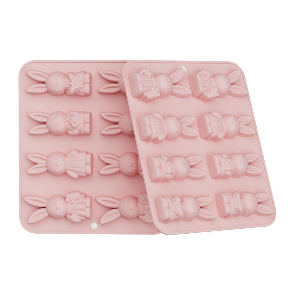 Non-Stick Bunny Muffin Pan Food Grade Silicone Chocolate Molds Cute Easter Bunny Molds  DIY Crafts
