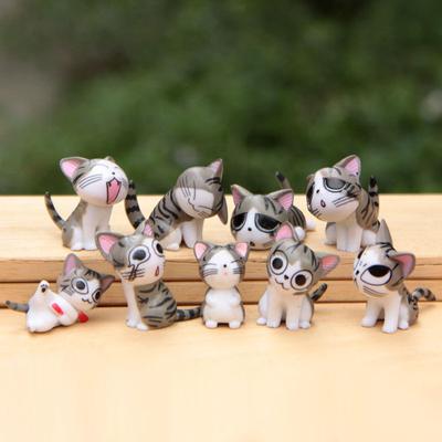 9pcs/set Kawaii Cute Mini Figurine Statue Chi Cat Garden Decoration 3cm Micro Animals Toy