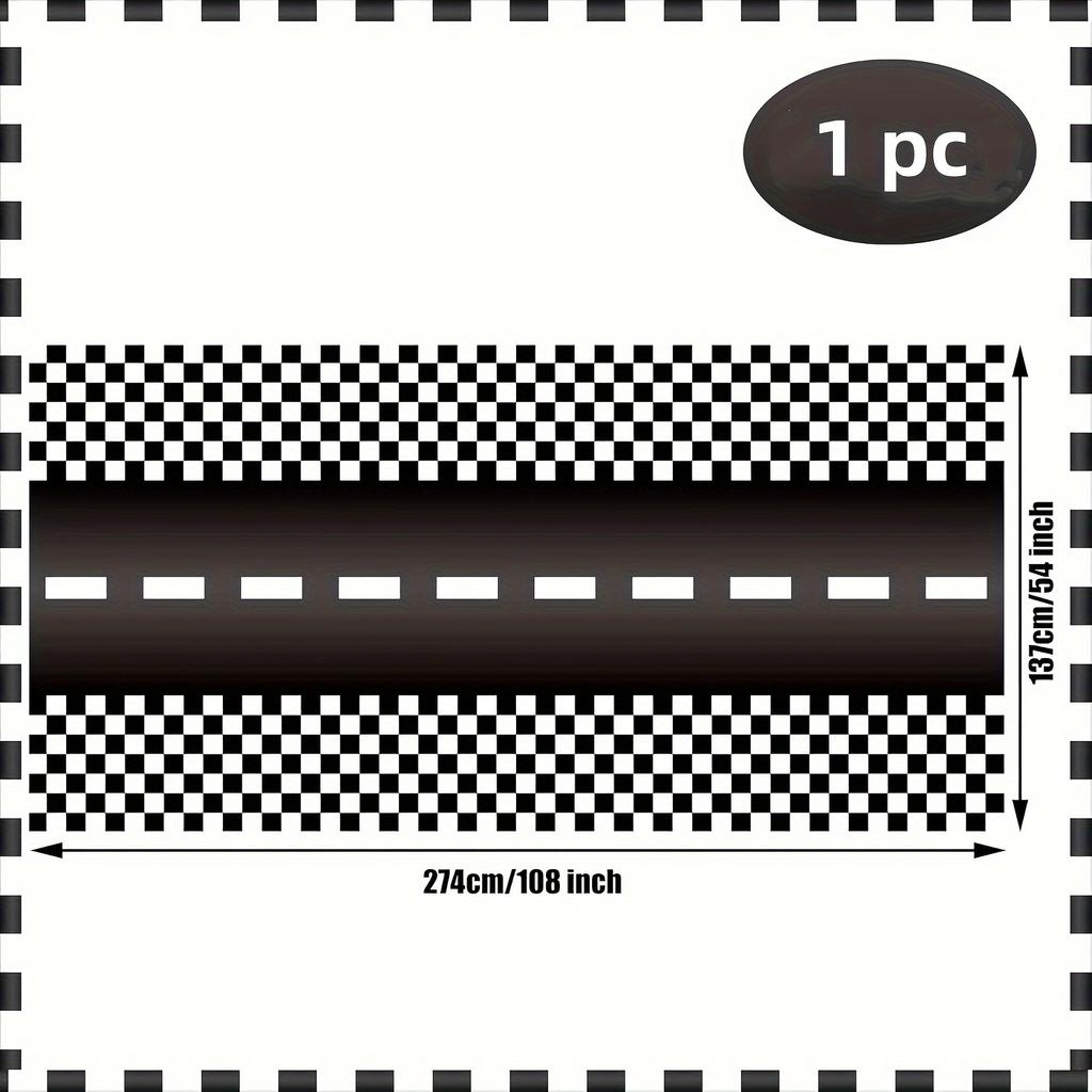 Racing Theme Disposable Tablecloths - Black and White Plaid for Parties, Weddings, Birthdays, Etc. - Durable PE Plastic, 54 Inches X 108 Inches