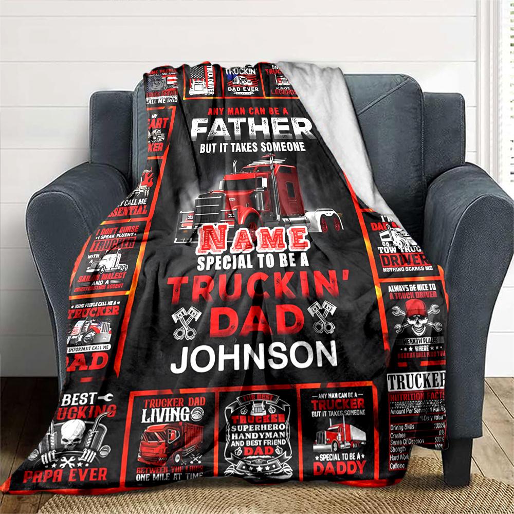 Father'S Day Blanket Personalized Name Soft Comfortable Stylish Blanket Car Blanket Perfect For Travel Camping Outdoor Home Suitable For All Seasons