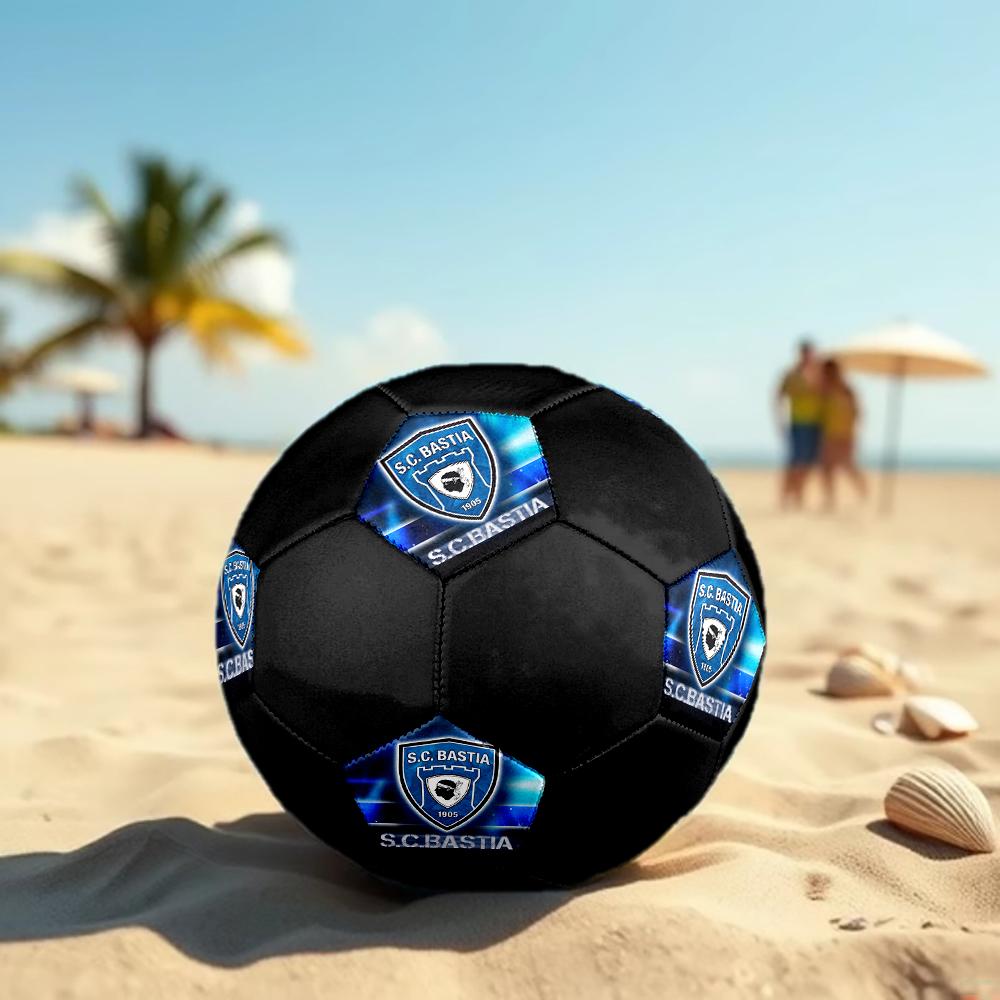 SC Bastia Soccer Ball, Colorful, Suitable for All Ages, Machine-stitched, PVC Material, Competition Grade, Durable and High Bounce
