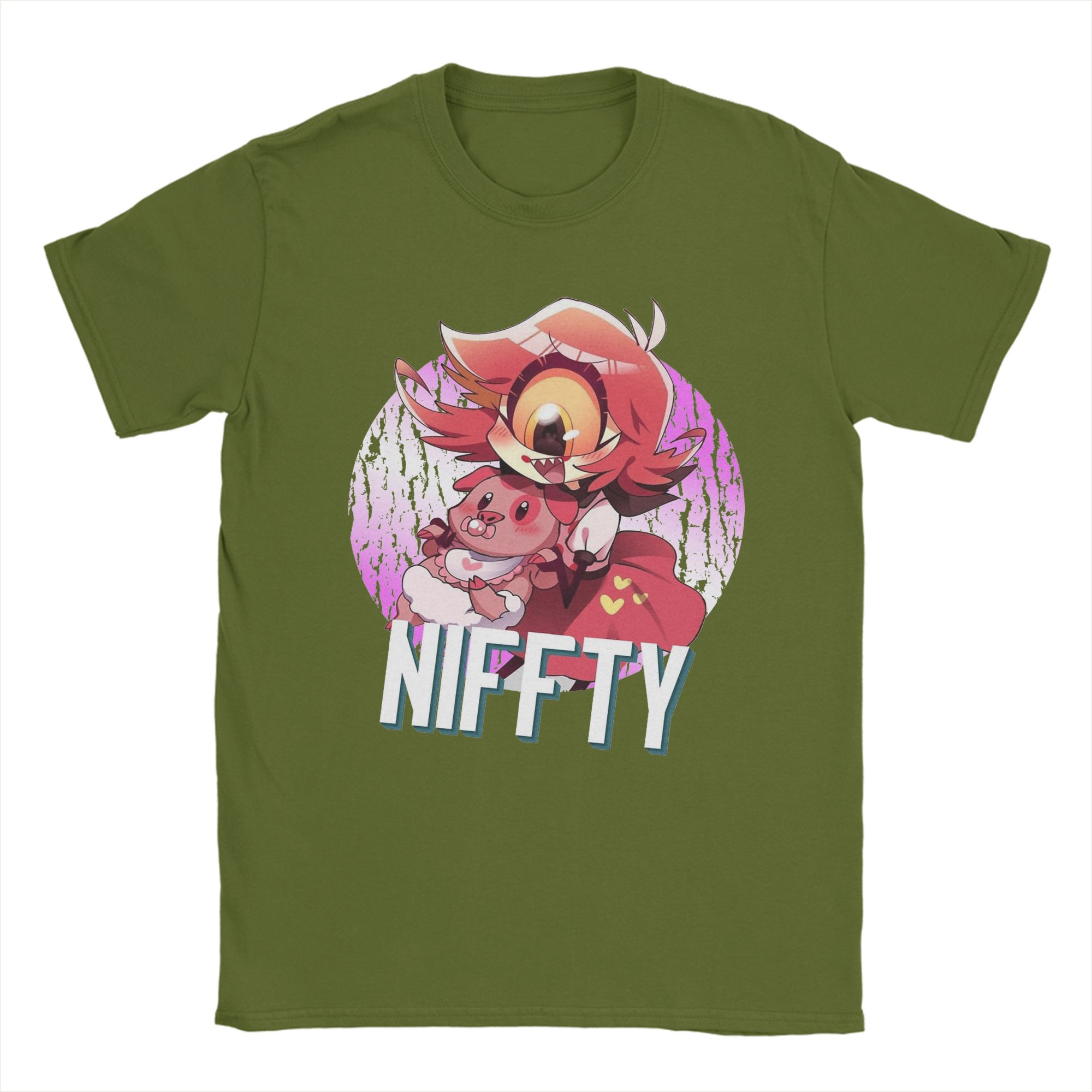 

Niffty Hazbins Hotels Anime T Shirts for Men Pure Cotton Funny T-Shirt Round Collar Tees Short Sleeve Tops 4XL 5XL 4XL