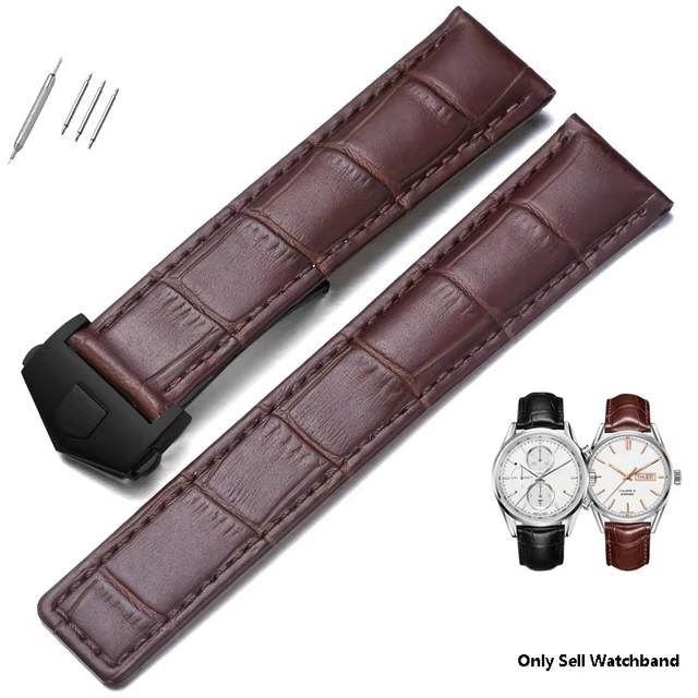 Genuine Leather Strap for Tag Heuer Watch Carrera Monaco Watch Belt Black Brown Bracelet Wristwatch Watchband 19mm 20mm 22mm