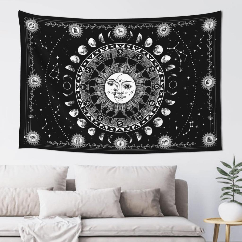 Wildflowers Vertical Wall Hanging, Illustrative Reference Chart Tapestry With Word, Beige White Vintage Tarot Flag Straight