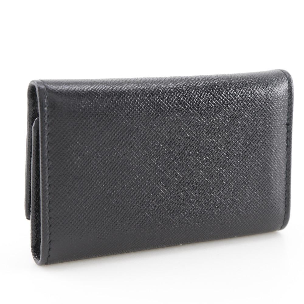 PRADA Safiano Key Holder  M222A 6 hooks Triangular logo black leather unisex Used