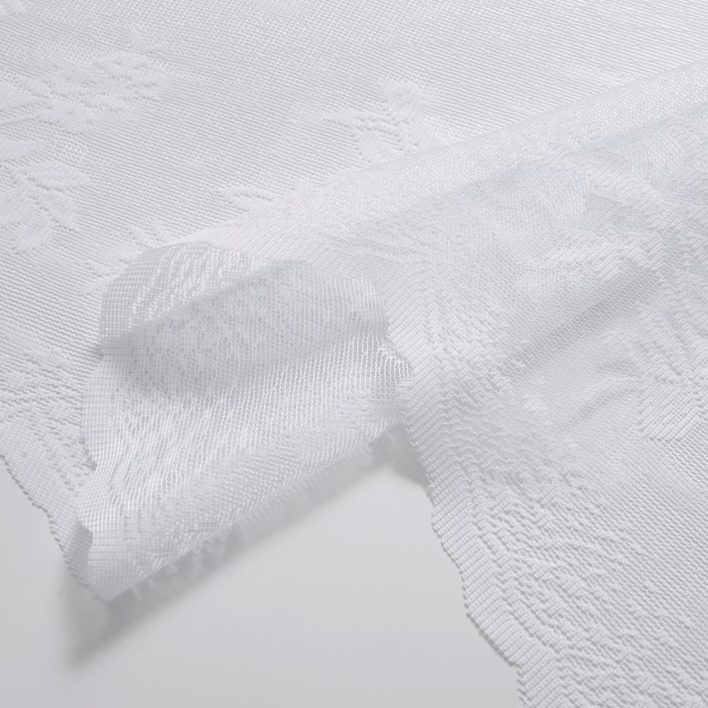 1pc Modern White Short Curtain with Flower Pattern, Perfect for Kitchen and Bathroom Decoration