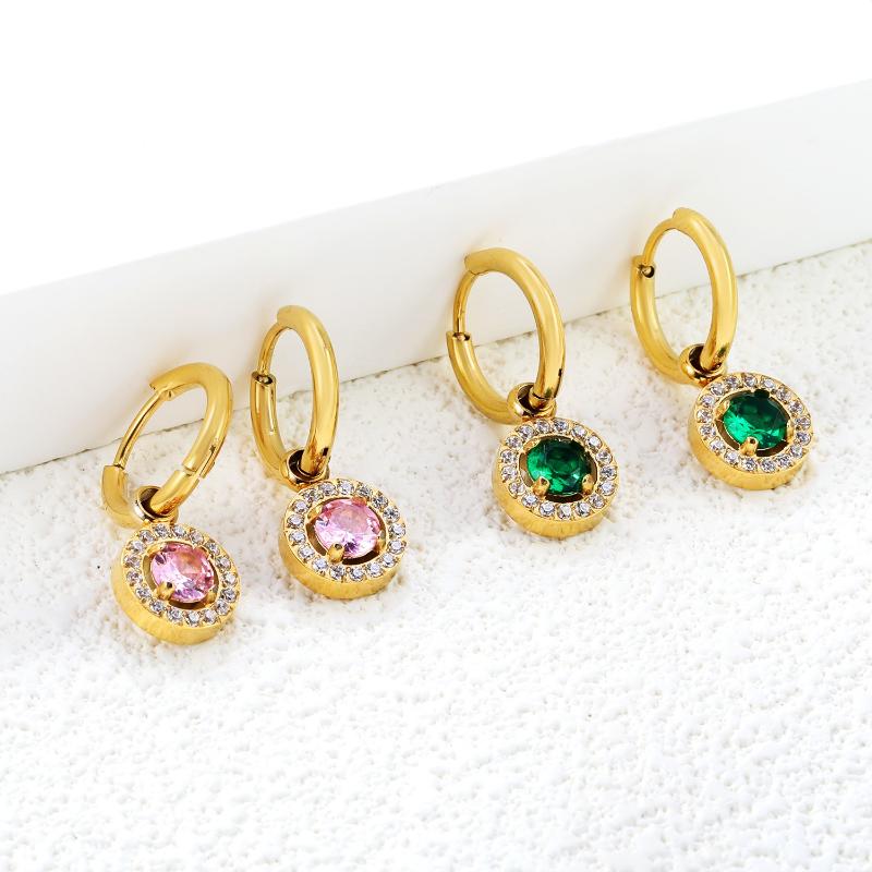Clearly Colored Cubic Zirconia Drop Earrings For Woman Dancing Party Accessories Luxury Shiny Zircon Geometric Clip
