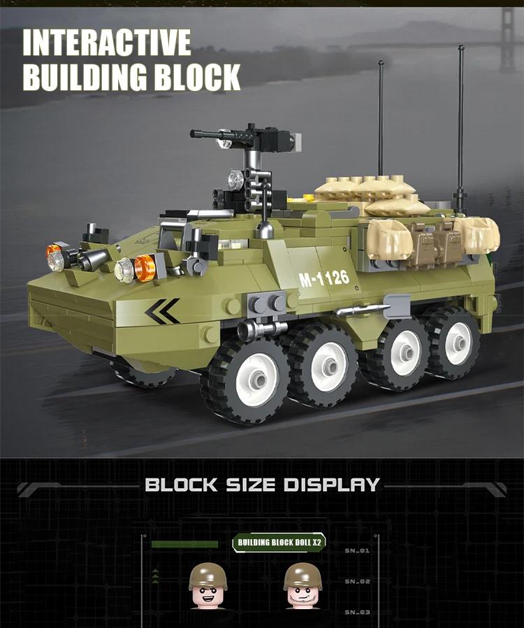 Ideal Gift 549Pcs Bricks M1126 Military Armored Vehicle Model Building Block/Transport Panzer Car Model/Educational Toy For Kids