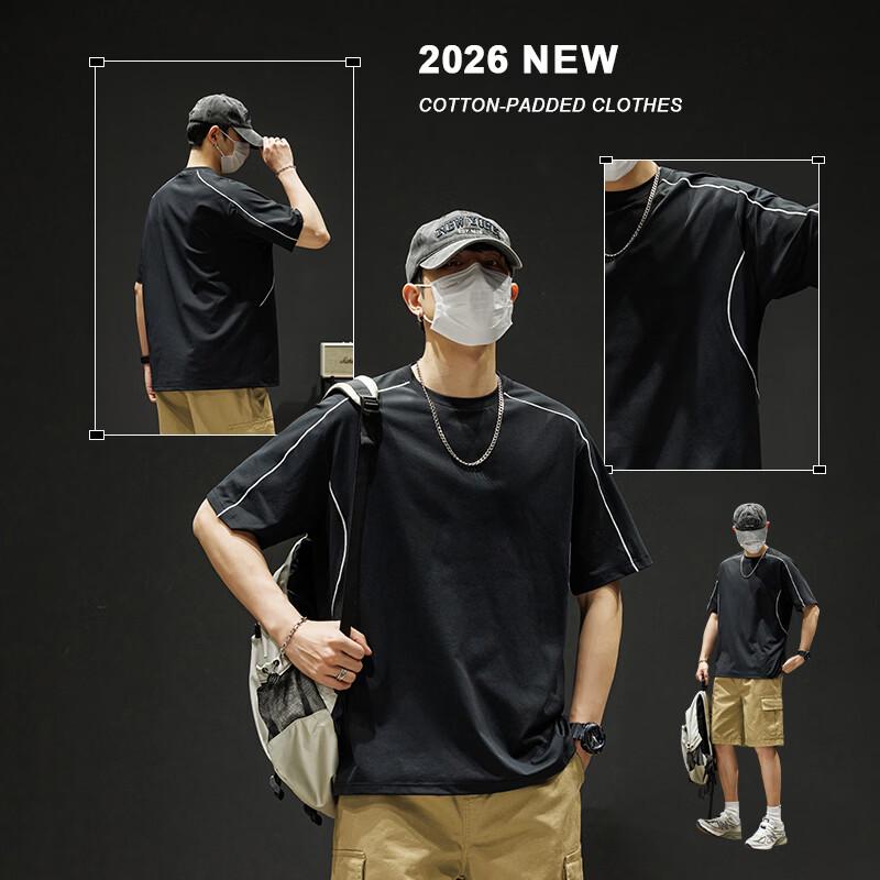 VUUG Men s Solid Topstitch Drop Shoulder T-shirt 3XL