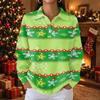 Women's Knit Top Christmas Print Long Sleeve Button Collared Shirt for Casual Holiday Wear