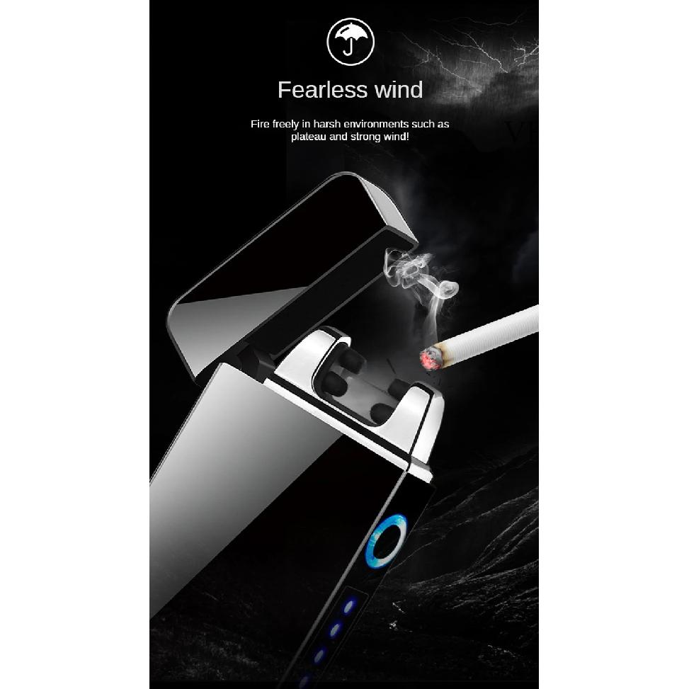 Hot Boutique Creative Portable Windproof USB Strong Pulse Double Arc Lighter Rechargeable Touch Sensor Fashion Ignition Tool
