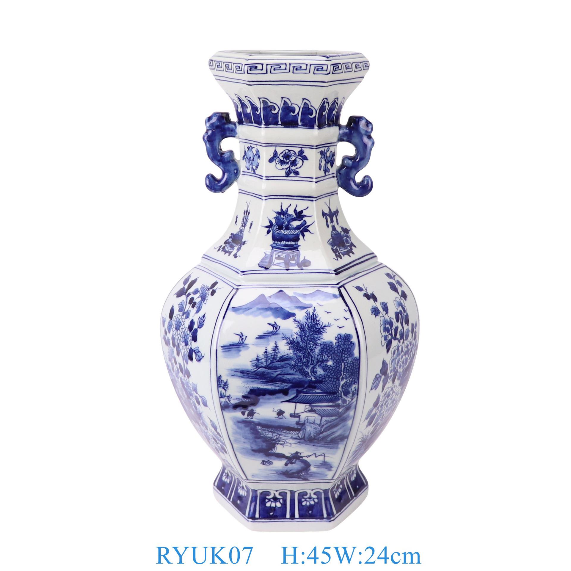 Jingdezhen Antique-Style Blue and White Porcelain Vase for Flower Arrangement and Home Decor
