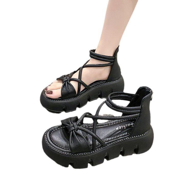Roman sandals women's 2025 summer outer wear gentle small fragrant style with skirt small height increase muffin platform sandals