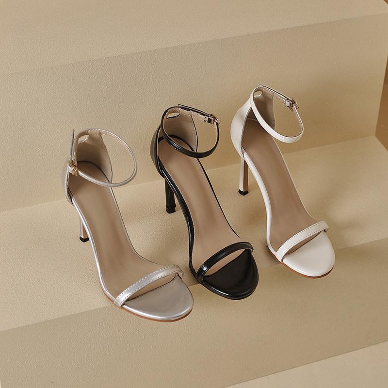 Women's High-heeled Sandals Summer New Simple and Versatile Thin-heeled Large-size Open-toed Sandals
