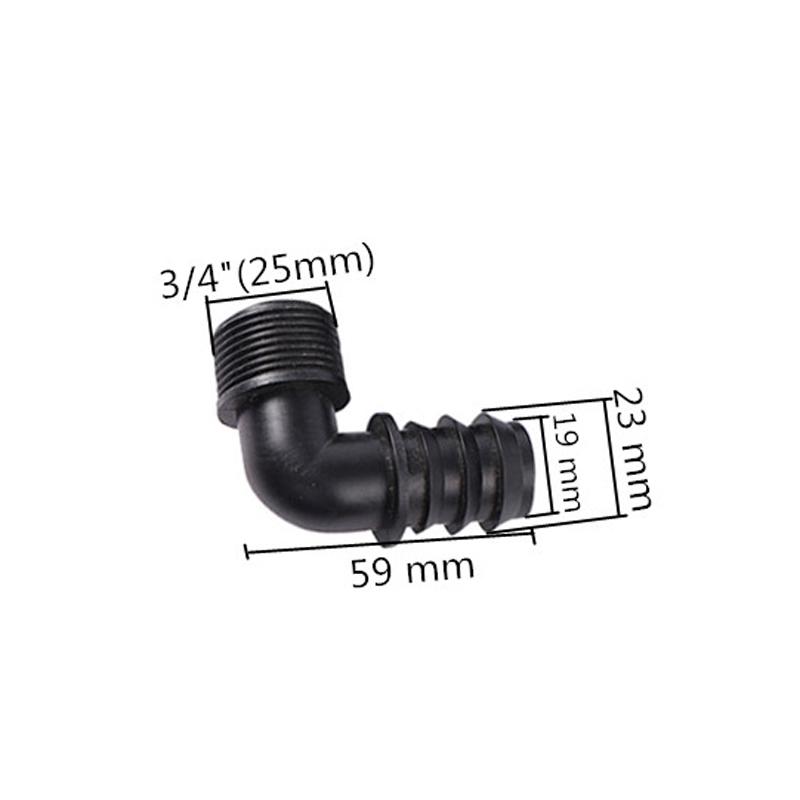 10Pcs DN25 1/2" 3/4" Male Thread PE Pipe 3-Way Elbow Straight Barb Connector Garden Pipe Hose Connector Watering System Joints