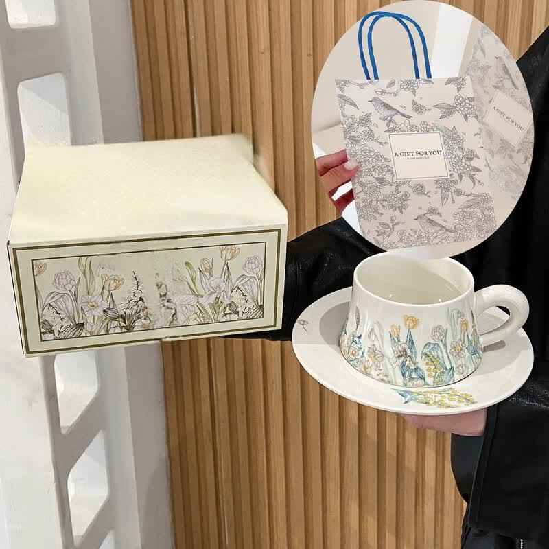 Ceramic Coffee Cup and Saucer Set
