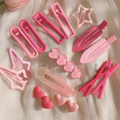 Pince à cheveux Dopamine Rose: Épingle à cheveux ronde sans couture Y2K - Petite pince latérale mignonne pour la frange des femmes