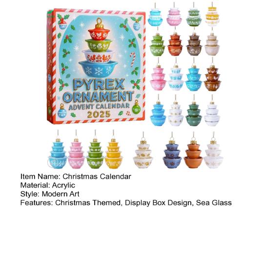 Vánoční adventní kalendář z mořského skla Ručně vyrobené mini stromečky s 24 přívěsky s oceánskou tématikou Sváteční odpočítávací dekorace