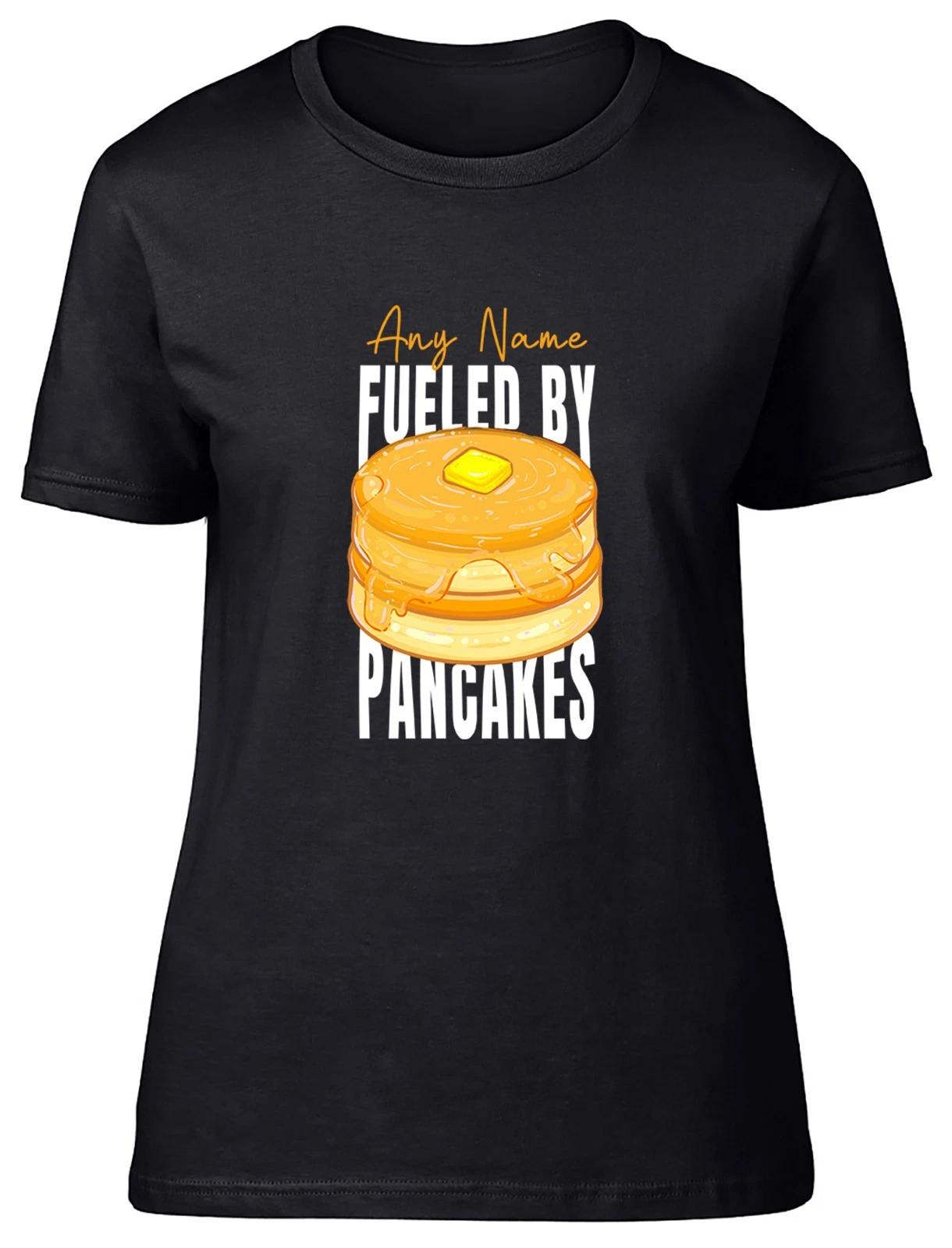 Personalised Fueled by Pancakes Shrove Tuesday Womens T-Shirt Ladies Gift Tee M
