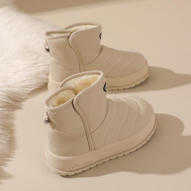 TUINANLE Winter Thick Plush Warm Snow Boots Women Slip On Flat Heels Cotton Shoes Woman Non Slip Ankle Boots Female Black