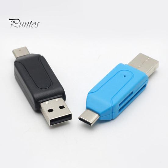 קורא כרטיסים USB 2 ב-1 רב-תכליתי העברה במהירות גבוהה ללא דרייבר מערכות מרובות כותב כרטיסים מרובים מתאם אוניברסלי מיני Type-C לכרטיסי TF ו-SD