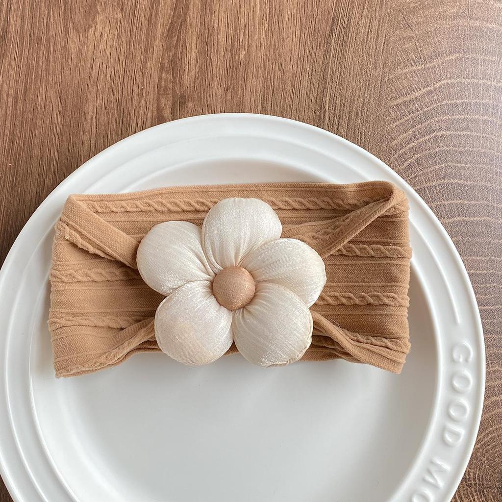 Baby Headband with Five-Petal Flower - Newborn Elastic Nylon Headwear