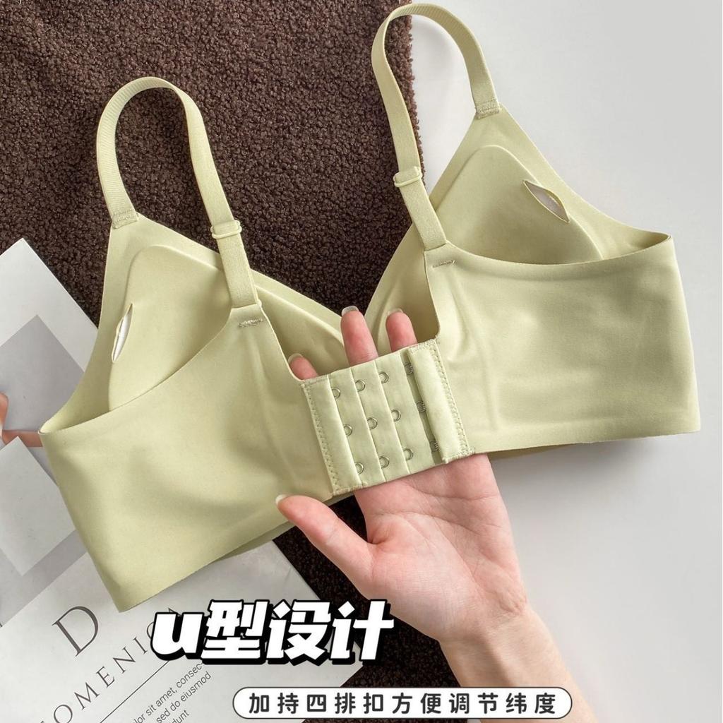 Bra seamless thin jelly gathering underwear women's no steel ring close breast upper support anti-sagging bra upgrade deep V
