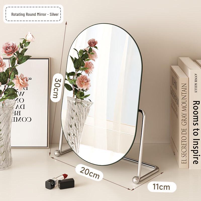 Round Rotating Dressing Table Makeup Mirror