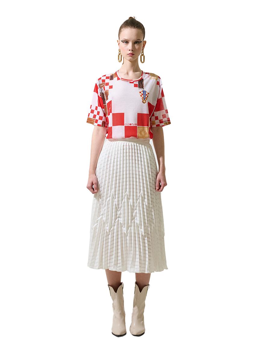 Greedius White Issue 04 Red Biscuit Check Pattern Short Sleeve L