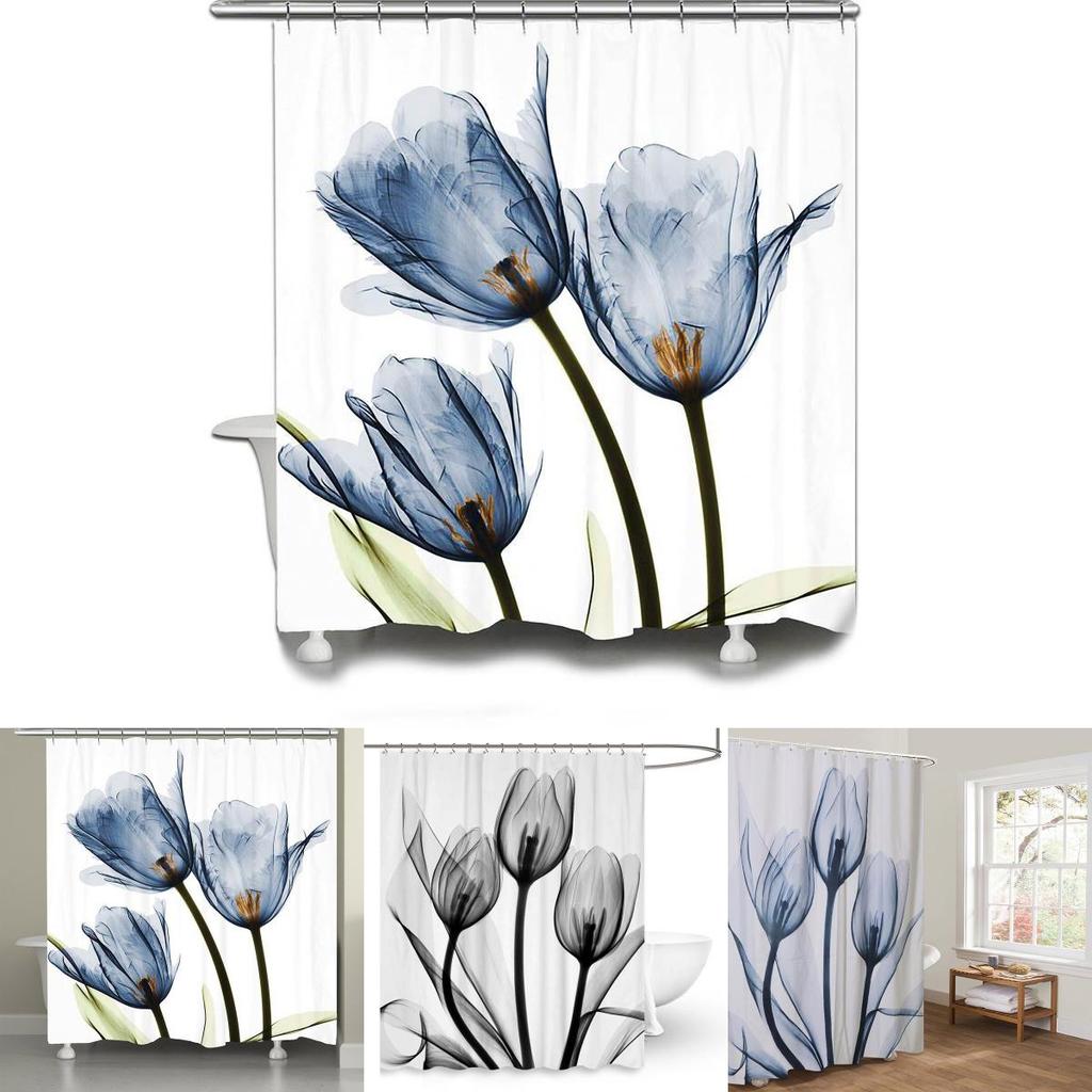Versatile 3d Mart Waterproof Lotus Print Bathroom Polyester Shower Curtain Featuring 12 Hooks For Any Bathroom Style