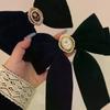 Nouvelles épingles à cheveux en velours noir avec nœud et ruban, élégantes pinces à cheveux camélia en tissu pour femmes, accessoires de coiffure tendance pour queue de cheval