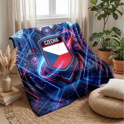 Czech Republi Football Printed Flannel Blanket Skin Friendly Warm Decorative Throw for Indoor Couch Bed Daily Use