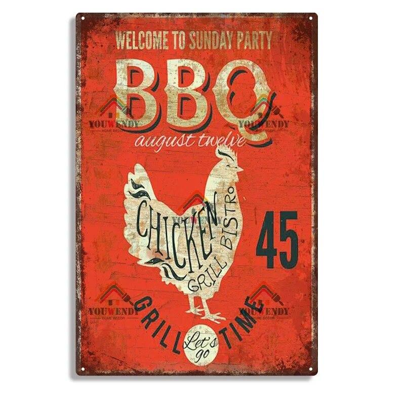 Hisun Tin Sign Retro DADS BBQ Metal Tin Signs Decorative Plaque Wall Decor for Barbecue Bar Pub Kitchen Party Zone Vintage Metal Plate