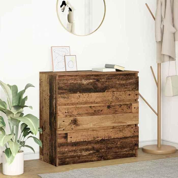 VidaXL Buffet vieux bois 80x35x76 cm bois d'ingénierie, meuble de rangement, meuble de rangement de cuisine, meuble de 861740
