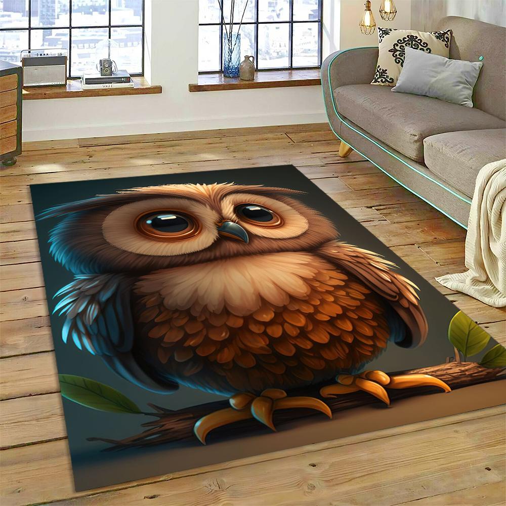 Owl Carpet Large Rug Cartoon Birds for Home Living Room Bedroom Sofa Doormat Decor Kids Play Area Rugs Carpet Non-slip Floor Mat