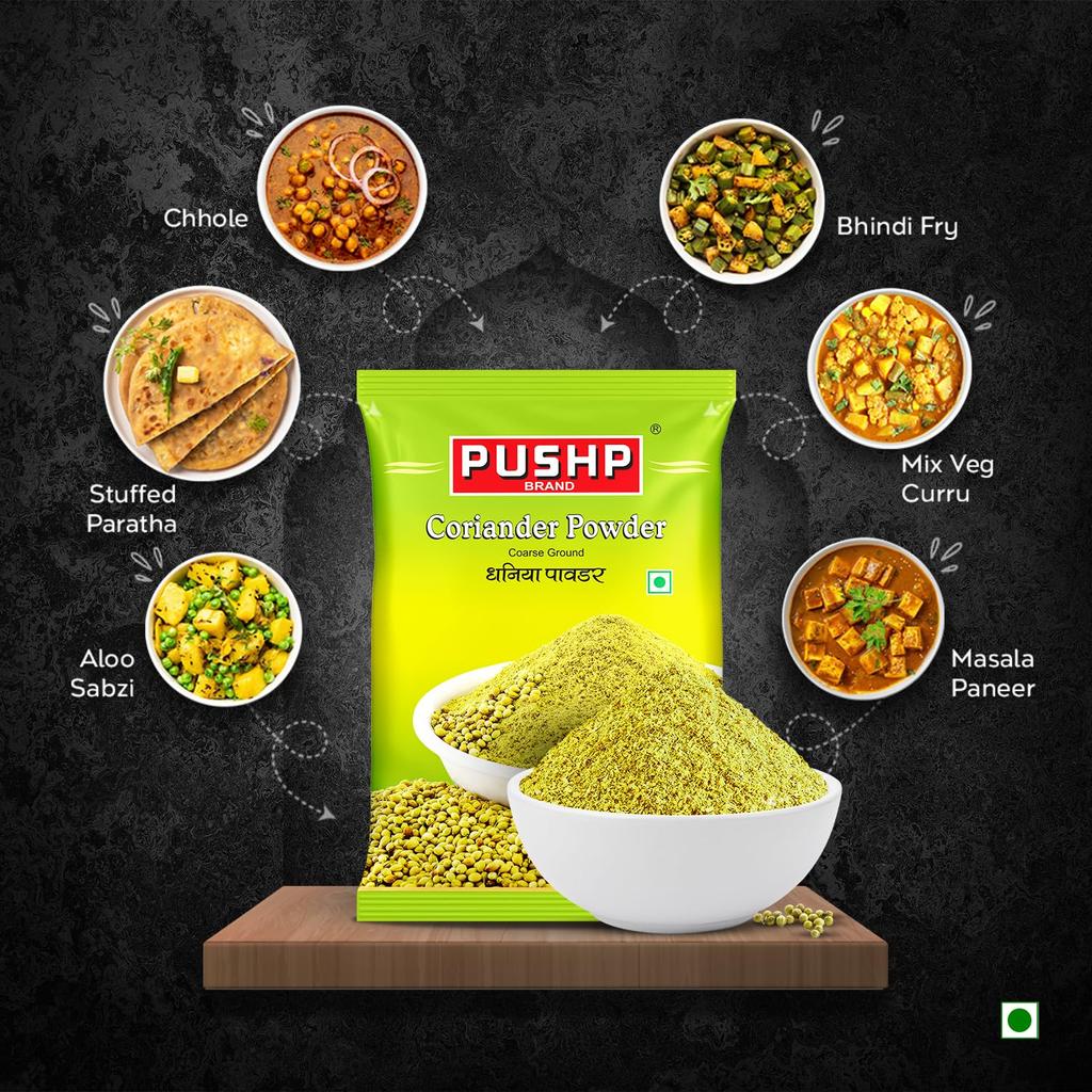 Pushp Natural Coriander Powder Premium Dhaniya Spice Blend For Authentic Indian Cooking Rich Flavor And Aroma 1Kg Pack