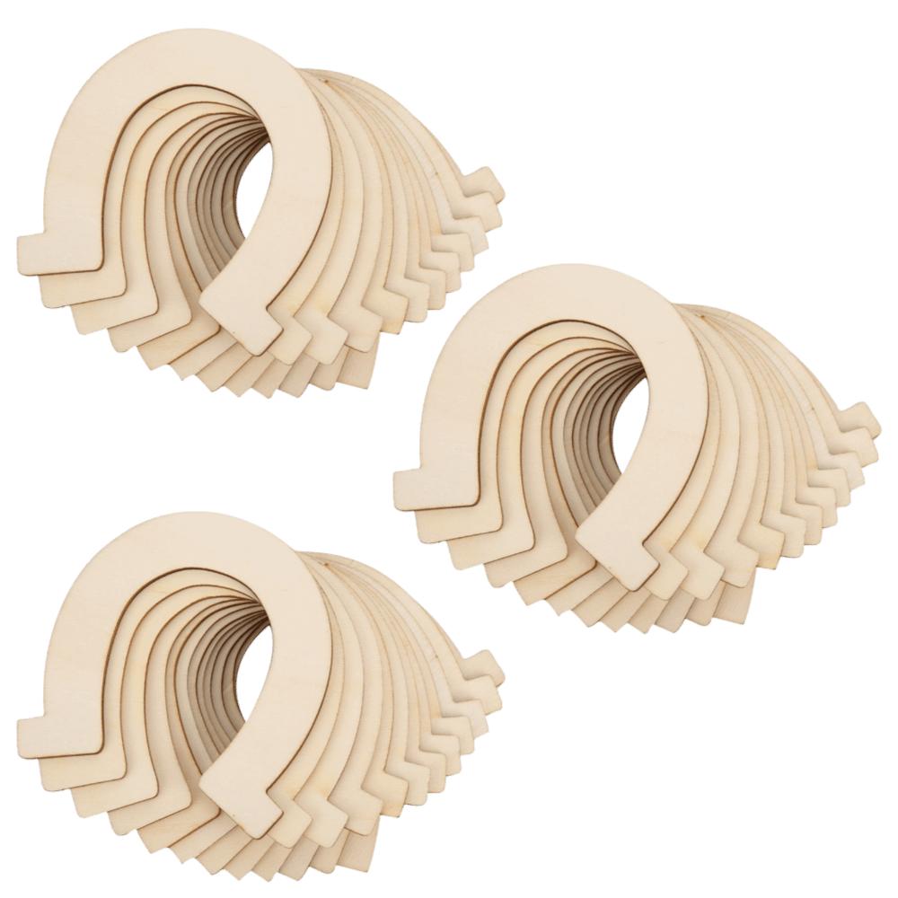 36pcs 83x91mm Wooden Craft Cutouts Unfinished Horseshoe Wood Slices DIY Crafts Project