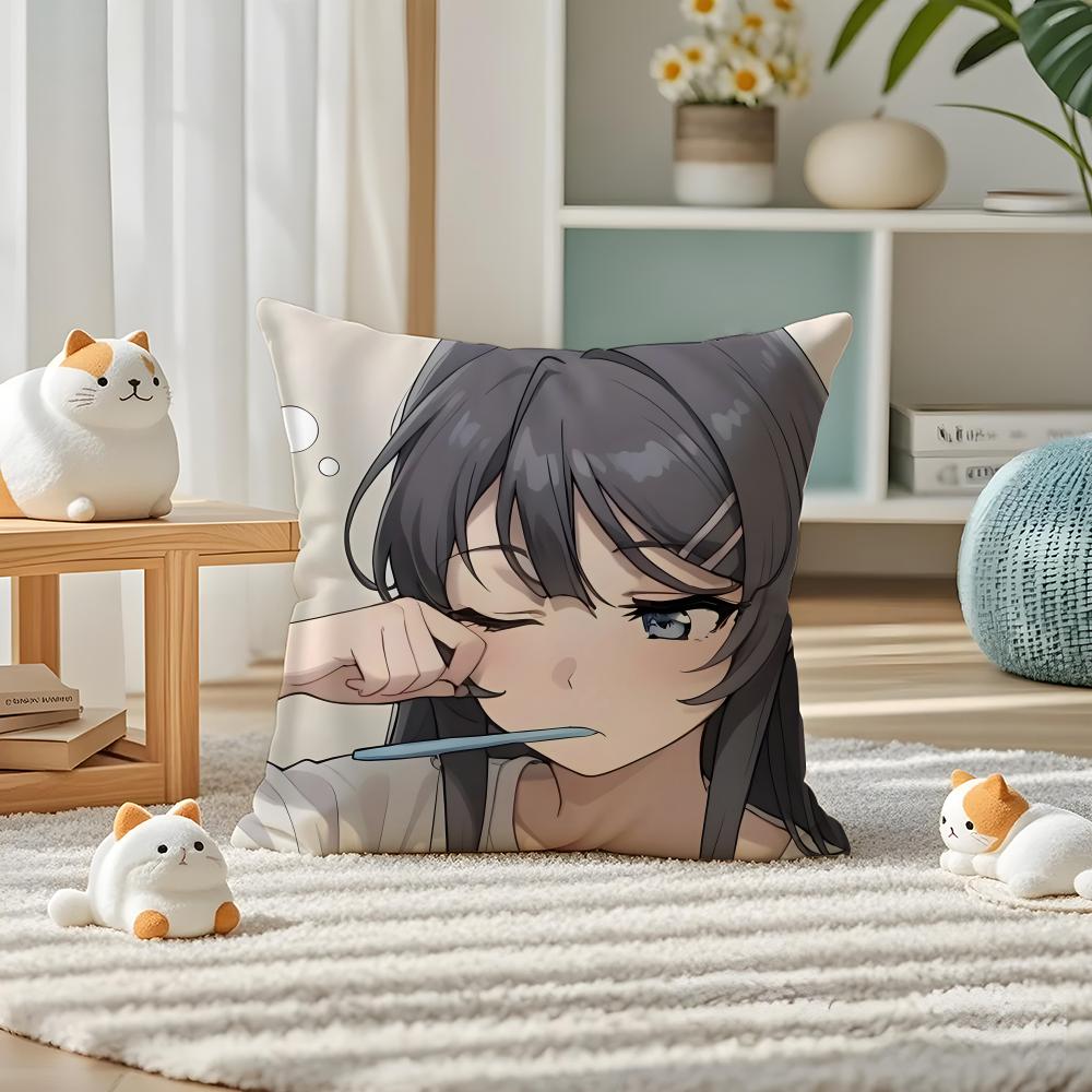 Mai Sakurajima Sexy Pillow Case Silky Elegant Comfort Sofa Bed Invisible Zipper