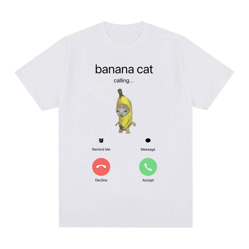 Banana Cat Meme TShirt Funny Cat Lover Gift Viral Meme Shirt Internet Culture Cute Animal Meme Summer Short Sleeves T Shirts