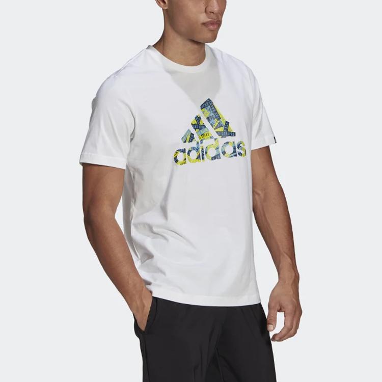Adidas Logo Print Sports Crew Neck T-Shirt Men Tops White GL3700