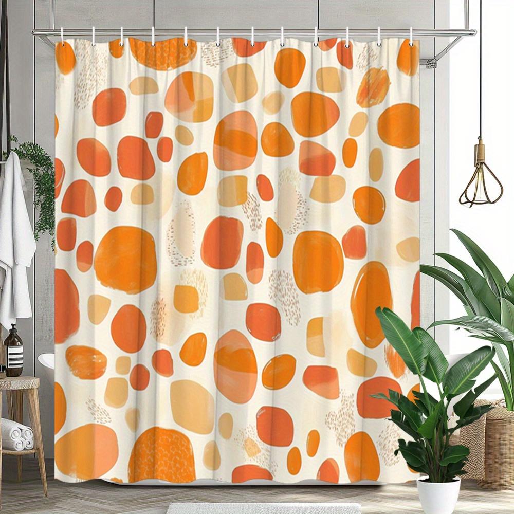 Waterproof Abstract Orange and Peach Pattern Shower Curtain Boho Bathroom Decor Modern Geometric Design Liner for Spa Home Kids